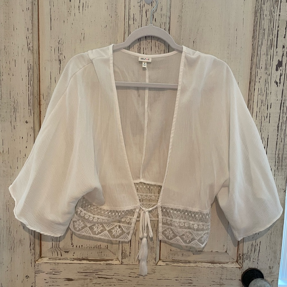 SELF🩷E Gauze Tie Front Boho Top